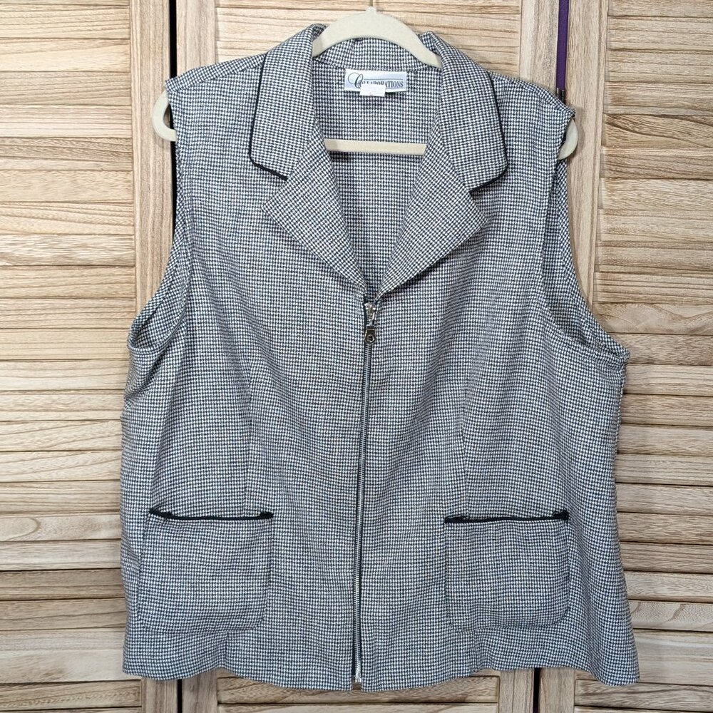 Collaborations Sleeveless Vest Gray Houndstooth VINTAGE Size 22